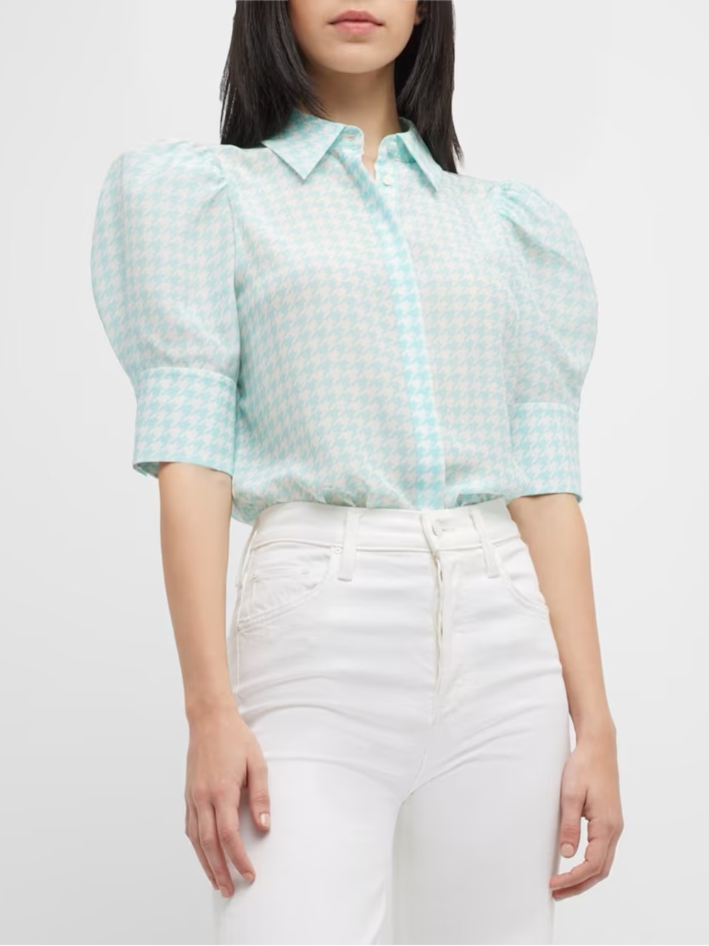 NWT ALICE + OLIVIA HOUNDSTOOTH TOP